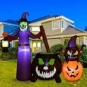 6 FT Halloween Inflatables Witch with Black Cat Cauldron Outdoor Decorations, Blow up Witch Inflatable Build-in LED Lights, Indoor Outdoor Dec for Garden, Party, Holiday @ $39.59