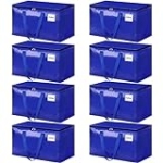 HomeHacks Moving Bags, 8-Pack Heavy Duty with Strong Zippers and Handles Collapsible Moving Supplies, Storage Totes for Packing & Moving Storing 93L (Blue) @ $15.00