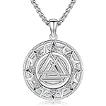 Odinstone Men Jewelry 925 Sterling Silver Valknut Necklace Round Valknut Viking Odin Knot Pendant Amulet Talisman Norse Mythology Gifts @ $18.19