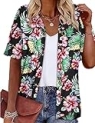 LILYCHIC Women’s Floral Button Down Hawaiian Shirts Tropical Tops Summer Hawaii Beach Short Sleeve Blouses Black L