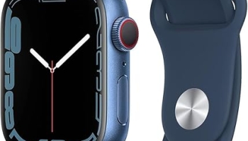 Apple Watch Series 7 (GPS + Cellular, 41mm) Blue Aluminum Case with Abyss Blue Sport Band, Regular (Renewed) @ $149