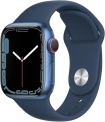 Apple Watch Series 7 (GPS + Cellular, 41mm) Blue Aluminum Case with Abyss Blue Sport Band, Regular (Renewed)