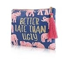 WOOMADA Makeup Bag for Women Waterproof Portable Travel Cosmetic Bags(Elephant-Dark blue(clutch)) @ $8.98