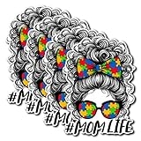 Pack 4PCS Autism Mom Life Stickers Mama Proud Waterproof Vinyl Decals Decor Laptop Luggage Tablet Car Truck Window Scrapbook Skateboard Bumper Helmet Tumbler Gifts for Moms @ $2.97
