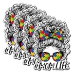 Pack 4PCS Autism Mom Life Stickers Mama Proud Waterproof Vinyl Decals Decor Laptop Luggage Tablet Car Truck Window Scrapbook Skateboard Bumper Helmet Tumbler Gifts for Moms @ $2.97