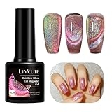 NovaCharm Cat Eye Gel Polish – 9D Magnetic Gel Nail Polish – Pink Glitter Cat Eye Nail Polish – Laser Holographic Gel Polish – Galaxy Effect Cateye Gel Polish Soak Off UV Lamp Nail Art DIY @ $2.99