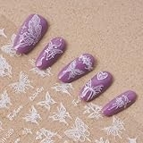 Butterfly Nail Stickers, Laser Nail Art Stickers, Butterfly Self-Adhesive Laser Nail Decals Sliver Fingernail Decals Fingertip Decal Supplies DIY Decoration for Women Girls
