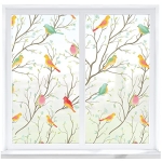 Privacy Window Film Stained Glass: Decorative Window Film Frosted Anti Glare UV Blocking Non-Adhesive Static Cling for Home Bathroom Kitchen Rental Room Office Birds 17.5 x 78.7 Inches @ $4.99