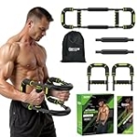 Vanlgs Twister Arm Trainer for Men, Chest Workout Equipment 5-Level Adjustable (40-130lb) with Ergonomic 27° Targets Biceps/Clip/Thigh, Portable Exerciser for Home Gym Travel Fitness, Green @ $14.99