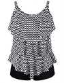 Septangle Plus Size Swimsuits for Women Ruffled Top Tummy Control Two Piece Bathing Suits Swimwear Black&White Stripe US 20 @ $29.99