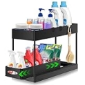 Under Sink Organizers and Storage, 2-Tier Bathroom Organizer Cleaning Supplies Organizer with Pull-Out Drawer & Hooks, Kitchen Cabinet Countertop Organizers Laundry Storage and Organization Rack @ $10.99