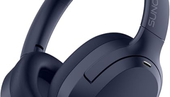 Hybrid Active Noise Cancelling Headphones, Wireless Over Ear Bluetooth Headphones with Mic, 40H Playtime, Hi-Res Audio, Deep Bass, Foldable Comfort Fit Ear Cups for Travel, Office, Home (Blue) @ $20.99