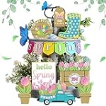 14 Pcs Spring Tiered Tray Decor Hello Spring Flowers Mini Wood Sign Rustic Farmhouse Wooden Table Signs Tulip Butterfly Truck Decors Wooden Spring Decorations for Spring Holiday Party Home Kitchen @ $9.99