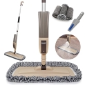 Spray Mop for Floor Cleaning, Floor Mop with a Refillable Spray Bottle and 3 Washable Pads, Flat Mop for Home Kitchen Hardwood Laminate Wood Ceramic Tiles Floor Cleaning (Brown)