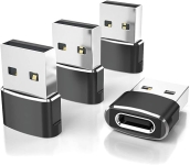 Elebase USB to USB C Adapter for iPhone 17 4Pack,USBC Female to A Male Car Charger Adapter,Type C Converter Apple 16 Pro Max 15 14 Plus,iWatch Watch 11 10 Se Ultra 3,iPad Air,Samsung Galaxy S25,Black @ $4.5