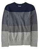 The Children’s Place Boys’ Long Sleeve Sweater, Grey Stripe Crew Neck, X-Large @ $5.56