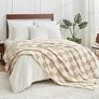 Cozy Bliss Beige Checkered Blanket King Size for Bed – Cozy Fuzzy Milkyplush™ Ultra Soft Warm Plush Blankets, Beige 108×90 inches @ $44.99
