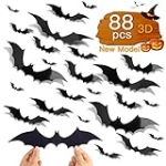 Bats Wall Decor, 88 Pcs DIY 3D Bats Halloween Decorations, 4 Different Sizes PVC Bat Stickers for Home Decor/Indoor Party Decorations, Double-Sided Adhesive Included @ $3.99