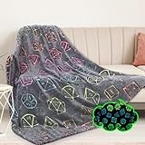Glow in The Dark Blanket Kids Dice Toys Unique Birthday Gifts for Teen Boys Black Blanket Soft Flannel Throw Blanket Bed Sofa Aesthetic Room Decor All Seasons 50