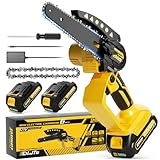 Mini Chainsaw Electric Chain Saw 6 Inch Cordless Battery Powered, With 2 Batteries, Compatible w/IMOUMLIVE Pole, Hand Held, Small, Portable and Easy for Tree Trimming Branch Pruning Wood cutting