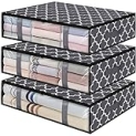 StorageRight Storage Bins, Under Bed Storage Containers, Foldable Clothes Storage Box, Storage Organizer, with Handles, for Comforter, Blanket, Clothing, Sweaters, Pillows, Toys, Grey, 3-Pack @ $8.49 ($2.83 / Count)