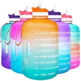 BuildLife Gallon Motivational Water Bottle with Time Marked to Drink More Daily – BPA Free Reusable Gym Sports Outdoor Large 128oz Capacity(Orange/Green Gradient @ $8.99