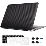 SUSCADM Compatible with MacBook Air 13 inch Skin Decal 2020 2019 2018 Release A2337 M1 A2179 A1932 with Touch ID, Soft PU Leather Protective Sticker & Keyboard Cover, Carbon Fiber Texture Black