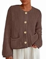 PRETTYGARDEN Cardigan Sweaters for Women 2025 Trendy Oversized Knit Chunky Button Cardigans Fall Winter Outfits with Pockets (Coffee,XX-Large)