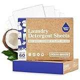 Detergent Sheets Nativ Tales, Laundry Detergent Sheets Ocean Breeze Scent in Nature Ingredient for Sensitive Skin, Zero Plastic and Compact Laundry Sheets Detergent Eco Friendly- 60 Loads @ $9.99 ($0.17 / load)