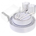 I00000 160pcs Silver Plastic Plates @ $19.99