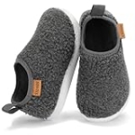 Toddler Slippers Boys Girls Fuzzy Warm Woolen Slip On Indoor House Shoes Non-Slip Baby Kids Cozy Lightweight Bedroom Slipper Walking Shoes for Home Outdoor Winter Unisex Dark Grey Infant 3 @ $7.99