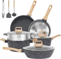 12 Pcs Pots and Pans Set Non Stick Kitchen Cookware Sets Nonstick Induction Cookware Black Granite Cooking Set with Frying Pans @ $54.99