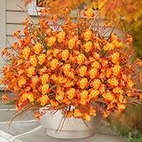 ICX 12pc Artificial Fall Flowers Outdoor,No Fade Silk Fake Mums Flowers, Fall Flower Artificial for Decoration,Outdoor Fake Plants for Door Porch Patio Planter Yard @ $6.37