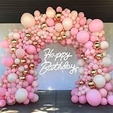 Pink Balloon Garland Arch Kit 162Pcs Spring Pastel Pink Balloon Arch Kit for Summer Graduation Fathers Day Girls Birthday Wedding Princess Theme Baby Shower Decorations @ $8.39