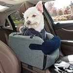 Console Dog Car Seat for Small Pet Watch Window Safety Booster Seats on Center Armrest for Travel Trucks SUVs Portable Puppy Carrier Bag with Thicken Padding & 3 Velcro Straps (Grey) @ $39.85