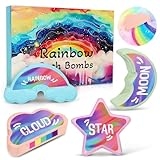 Rainbow Bath Bombs for Kids – 4 Pcs Handmade Natural Kids Bath Bombs Bubble Bath, Stocking Stuffers for Kids, Christmas Gifts for Kids Women @ $2.99
