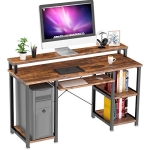 NOBLEWELL Computer Desk with Monitor Stand Storage Shelves Keyboard Tray，47