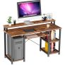 NOBLEWELL Computer Desk with Monitor Stand Storage Shelves Keyboard Tray，47