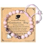Chuchoter Perfect Teen Girls Gifts,To My Daughter/Granddaughter/Niece Bracelet,Sweet Heart Natural Stone beaded Bracelet,Birthday Christmas Valentines Graduation Gifts (Graduation-pink) @ $2.79