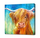 Country Farmhouse Wall Decor Canvas Paintings for Bedroom Decor Retro Highland Cow Wall Art Home Artwork Print Used in Bathroom Office kitchen Dining Room Decorations Modern Framed Size:13.5×13.5inch @ $1.60