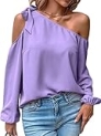 CCTOO Womens Tops Dressy Casual Cold Shoulder Ruffle Collar Blouses Fall fashion Shirts for Work153 PurpleMedium @ $14.99