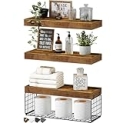 QEEIG Bathroom Shelves Over Toilet Wall Mounted Floating Shelves Farmhouse Shelf Toilet Paper Storage Small 16 inch Set of 3, Rustic Brown (019-BN3) @ $26.81