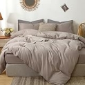 MooMee Bedding Duvet Cover Set 100% Washed Cotton Linen Like Textured Breathable Durable Soft Comfy (Taupe, Twin Size) @ $49.99