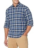 Amazon Essentials Men’s Slim-Fit Long-Sleeve Plaid Flannel Shirt (Limited Edition Colors), Black Blue Plaid, Large @ $23.70