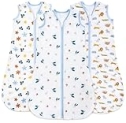 TURMEWU Baby Sleep Sack 6-12 Months, 100% Organic Cotton Wearable Blanket for Babies, 2-Way Zipper TOG 0.5 Lightweight Breathable Baby Sleeping Bag, 4 Sizes-M Animal&Plant&White