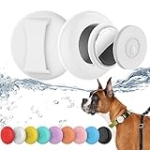 IPX8 Waterproof AirTag Dog Collar Holder, Hidden Air Tag Case for Cat Collar, Anti-Lost Silicone Cover for AirTag GPS Tracker Compatible with Pets Loop, Fits All Width Collars(White M) @ $4.99