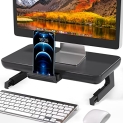 Monitor Stand Riser Desk Organizer, Computer Raised Stand, Height Adjustable w/Drawer & Tablet Phone Holder for Screen, Laptop, PC, Printer, Home & Office, Black