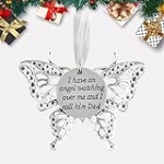 Christmas Ornaments Butterfly Pendant, Christmas Tree Butterfly Decorations, Antique Silver Tone Butterfly Charms, Car Rearview Mirror Pendant, Butterfly Keepsake for Family (Dad) @ $6.40