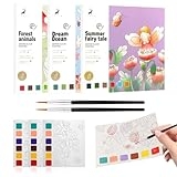 AWANKOU Paint with Water Coloring Books for Kids, 3 PCS | 60 Pages Watercolor Painting Sets for Kids Ages 4 5 6 7 8+, Arts Crafts Drawing Gift for Boys Girls – Fairy Tail, Dream Ocean& Forest Animals