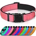 Joytale Reflective Dog Collar,Soft Neoprene Padded Breathable Nylon Pet Collar Adjustable for Medium Dogs,Pink,M @ $7.64